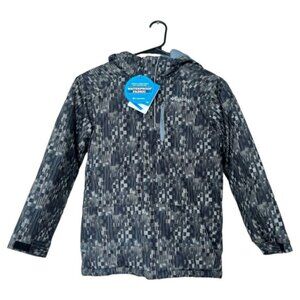 Columbia Boys Lightning Lift Jacket Coat Size SMALL 8 Gray Checkered Waterproof